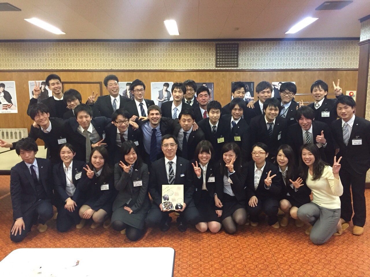 Evan with the GUNZE incoming class, Japan